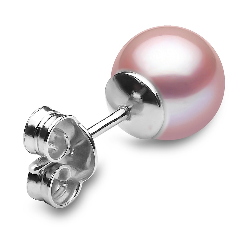 Yoko London Classic 18ct White Gold Pink Freshwater Pearl Stud Earrings