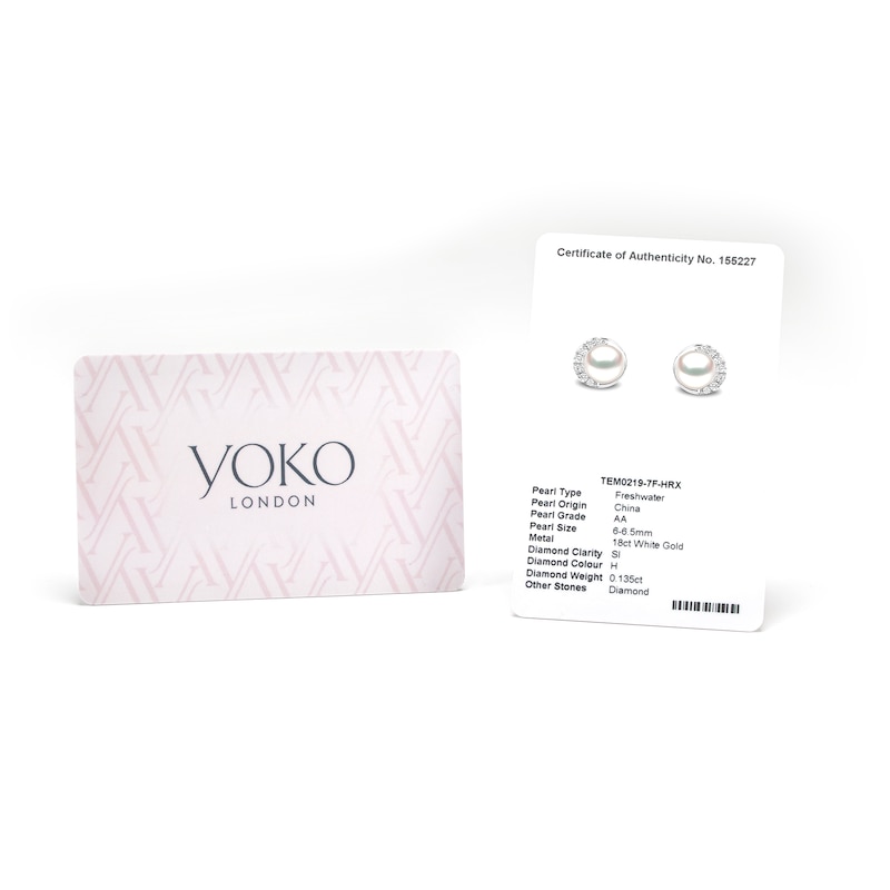 Yoko London Classic 18ct White Gold Pink Freshwater Pearl Stud Earrings