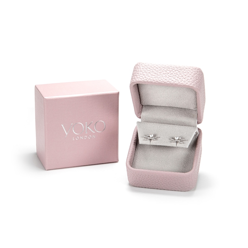 Yoko London Classic 18ct White Gold Pink Freshwater Pearl Stud Earrings