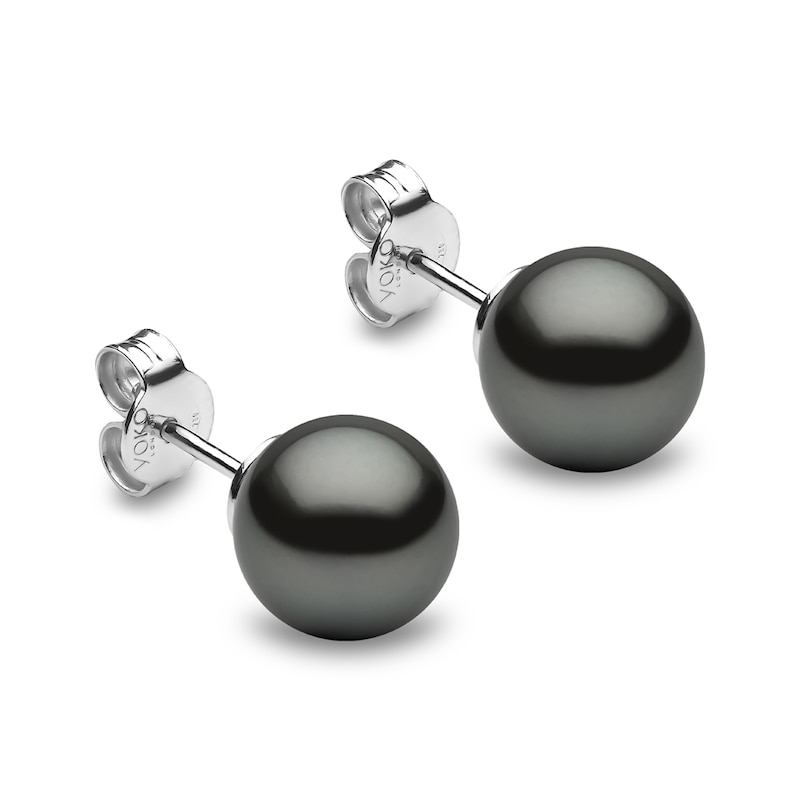 Yoko London Classic 18ct White Gold Black Tahitian Pearl Stud Earrings