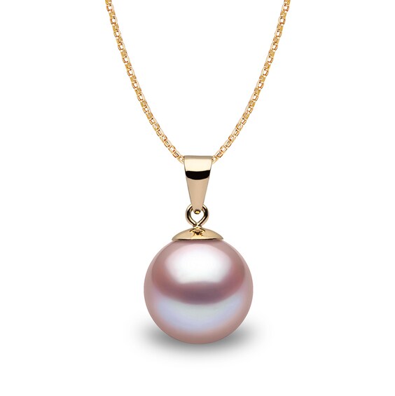 Yoko London Classic 18ct Yellow Gold Pink Freshwater Pearl Strand Necklace