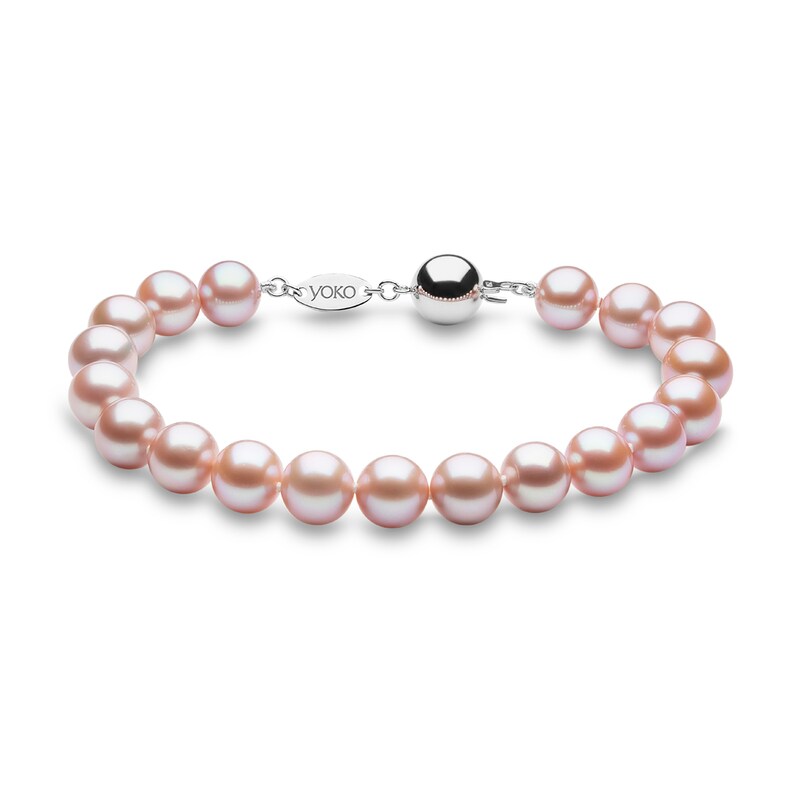 Yoko London Classic 18ct White Gold Pink Freshwater Pearl Strand Bracelet