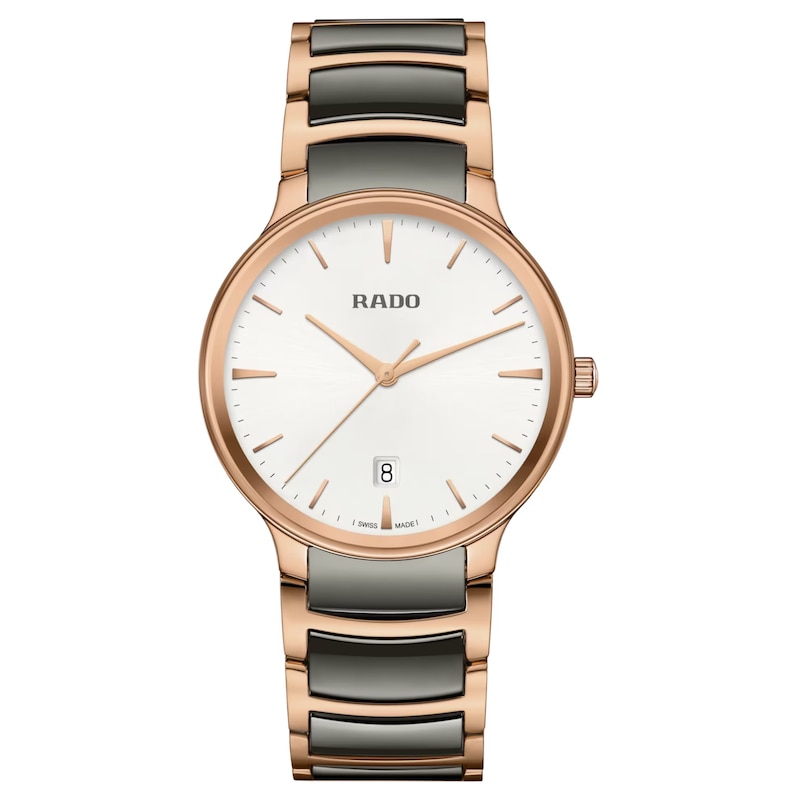 Rado Centrix Rose Gold-Tone & Grey Ceramic Bracelet Watch