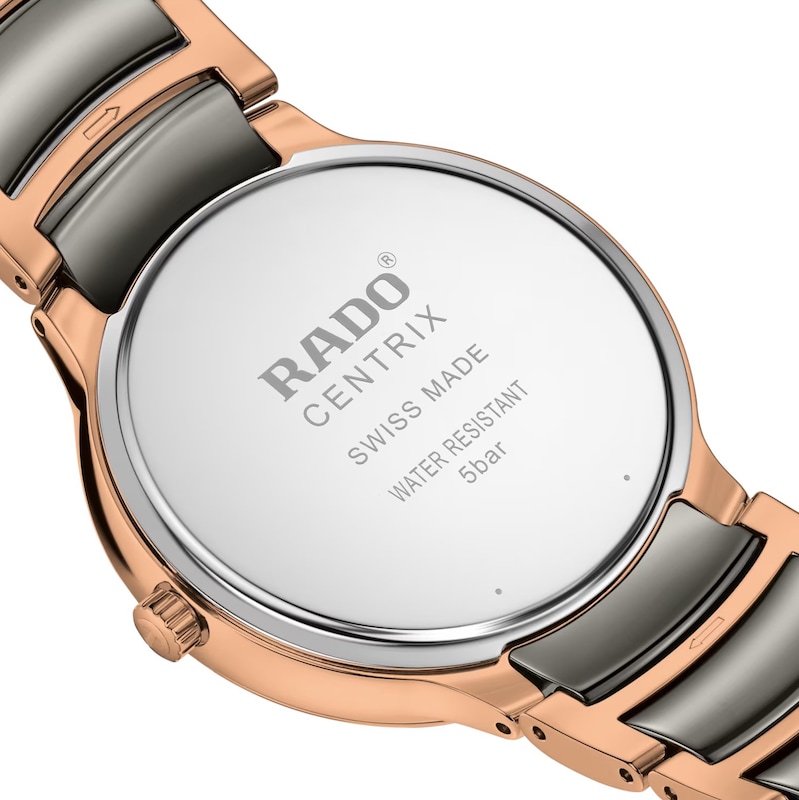 Rado Centrix Rose Gold-Tone & Grey Ceramic Bracelet Watch