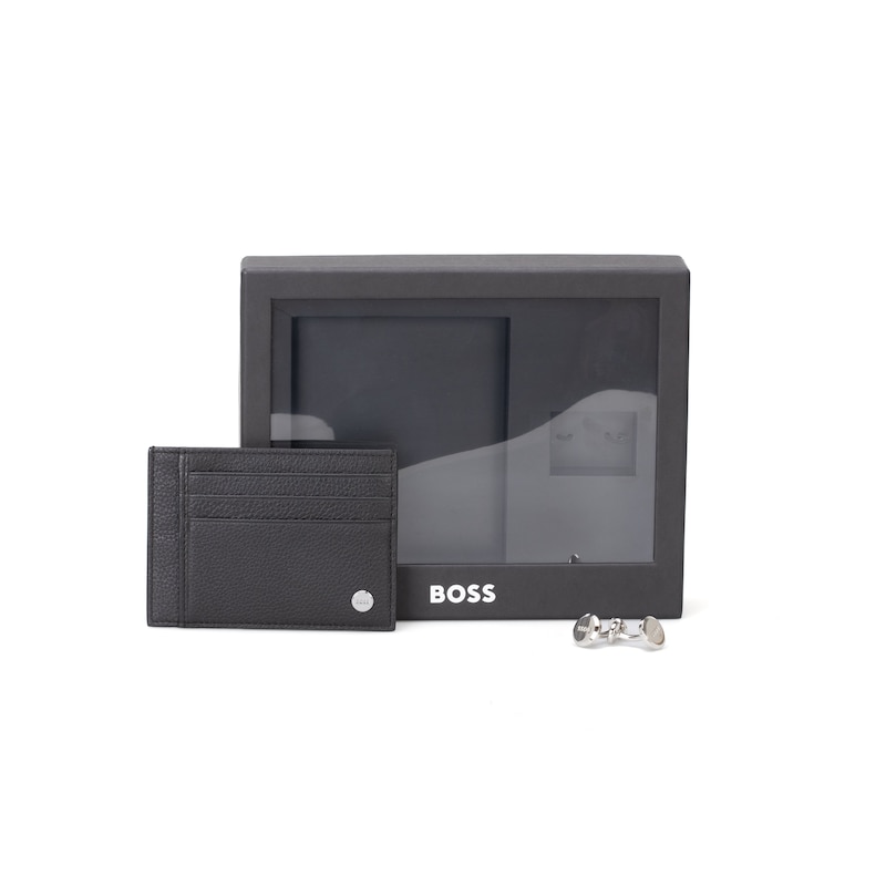 BOSS Men's Logo Cufflinks & Card Holder Gift Set