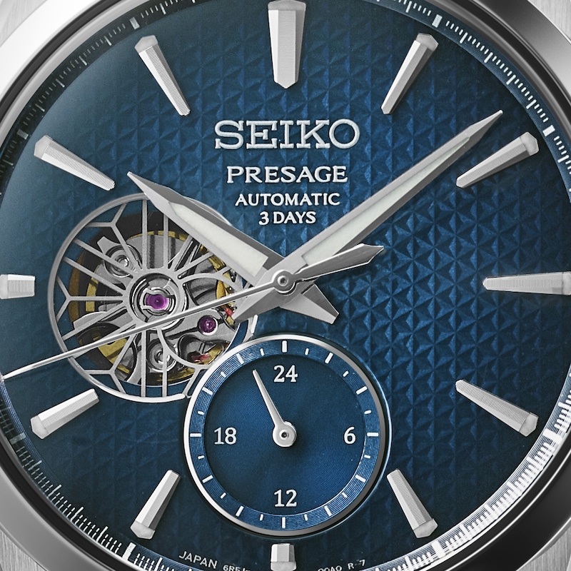 Seiko Presage ‘Ao’ Sharp-Edged Open Heart Bracelet Watch