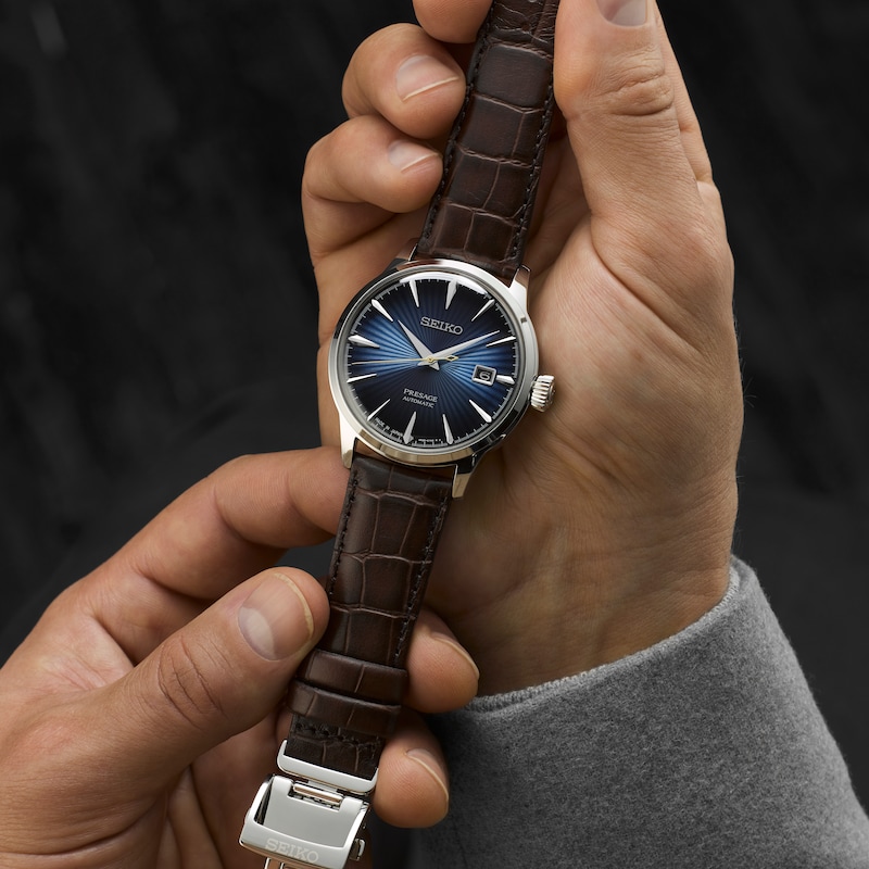 Seiko Presage ‘Midnight Blue Moon’ Cocktail Time Strap Watch