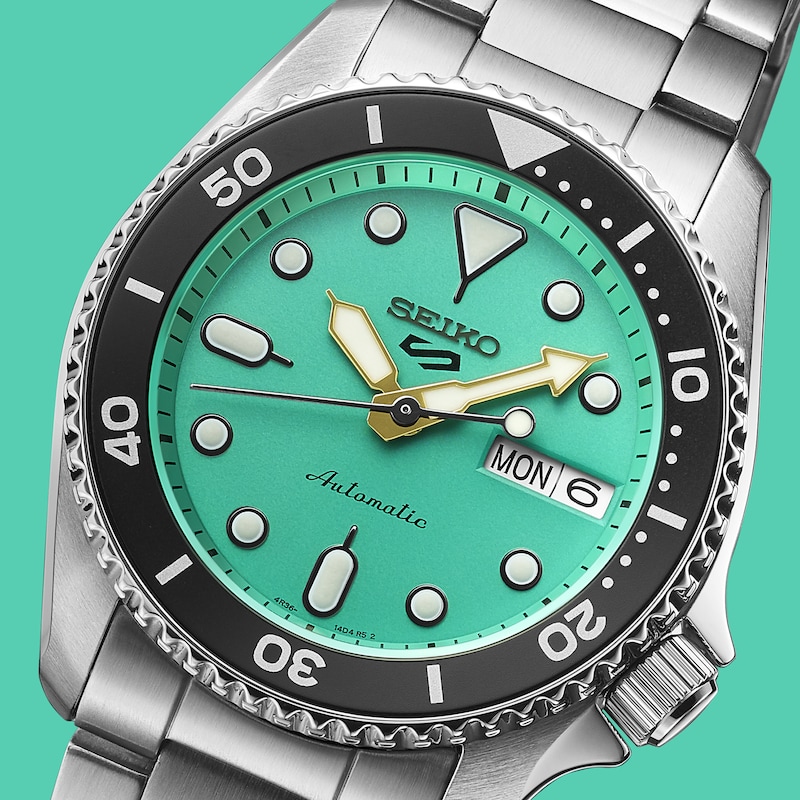 Main Image 3 of Seiko 5 Sports SKX 'Midi' Teal Dial Stainless Steel Bracelet Watch