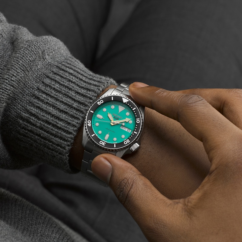 Main Image 5 of Seiko 5 Sports SKX 'Midi' Teal Dial Stainless Steel Bracelet Watch