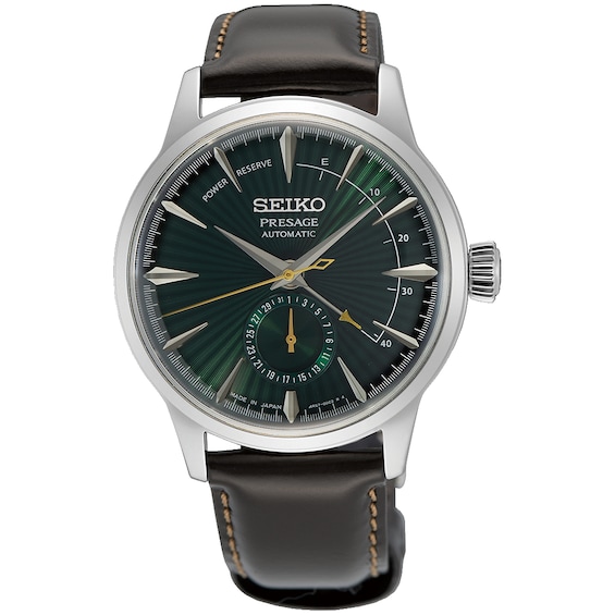 Men's Seiko Presage ‘Midnight Mockingbird’ Cocktail Time Power Indicator Strap Watch