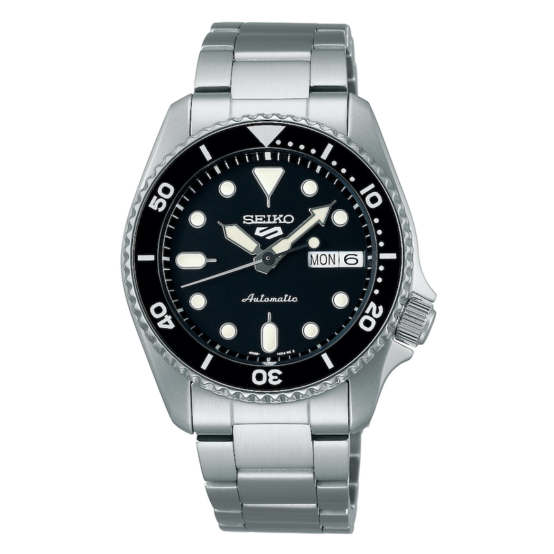 Seiko 5 Sports SKX 'Midi' Black Dial Stainless Steel Bracelet Watch