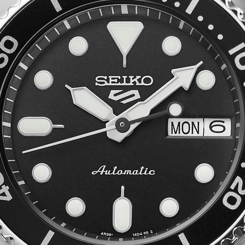 Seiko 5 Sports SKX 'Midi' Black Dial Stainless Steel Bracelet Watch