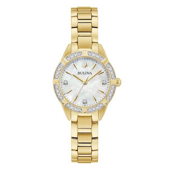 Women's Bulova Classic Sutton Mother-Of-Pearl Dial & Gold Tone Stainless Steel Watch