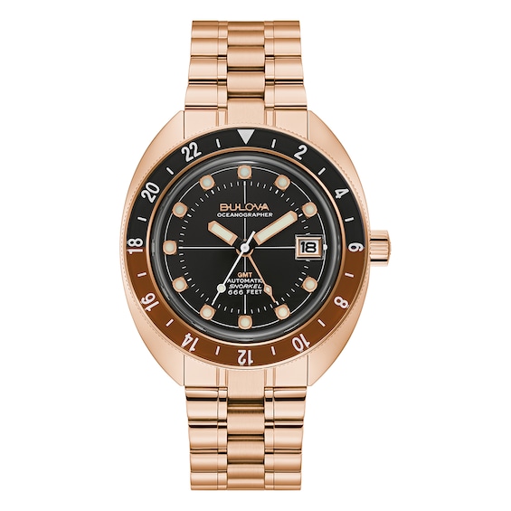 Bulova Oceanographer Black Dial & Rose Gold-Tone Bracelet Watch