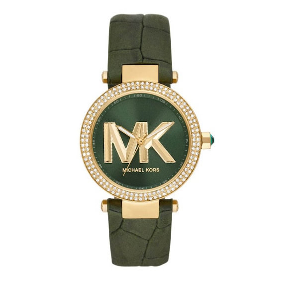 Michael Kors Parker Ladies’ Green MK Dial & Green Leather Strap Watch