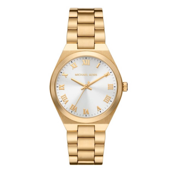 Michael Kors Lennox Ladies’ White Dial & Gold-Tone Stainless Steel Bracelet Watch