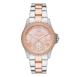 Michael Kors Everest Rose Gold Tone & Stainless Steel Bracelet Watch