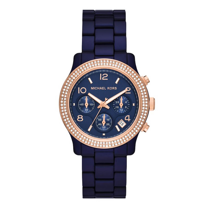 Main Image 1 of Michael Kors Ladies' Runway Chronograph & Navy Blue Acetate Strap Watch