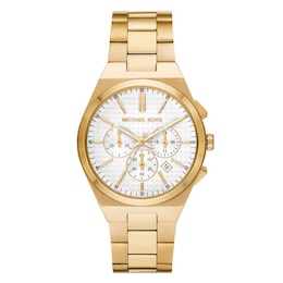 Michael Kors Lennox Men's White Dial & Gold Tone Stainless Steel Watch