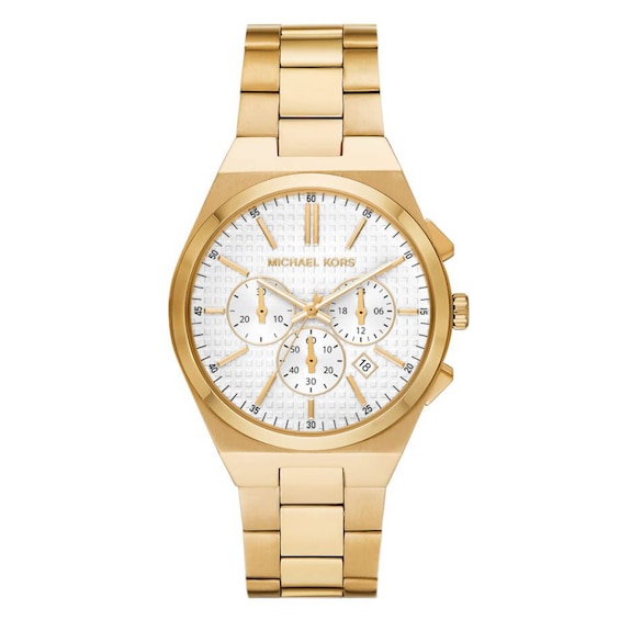 Michael Kors Lennox Men’s White Dial & Gold Tone Stainless Steel Watch