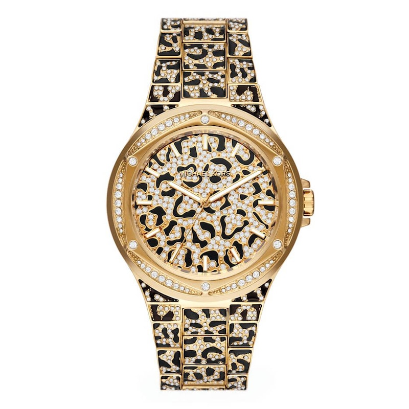 Main Image 1 of Michael Kors Lennox Cheetah Print Gold Tone Stainless Steel Watch