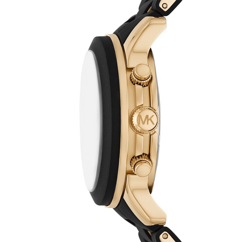 Michael Kors Runway Ladies' Gold-Tone Case & Black Rubber Strap Watch