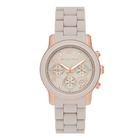Michael Kors Runway Ladies’ Rose Gold Tone Case & Grey Dial Bracelet Watch