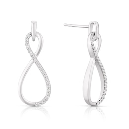 Sterling Silver 0.15ct Diamond Infinity Drop Earrings