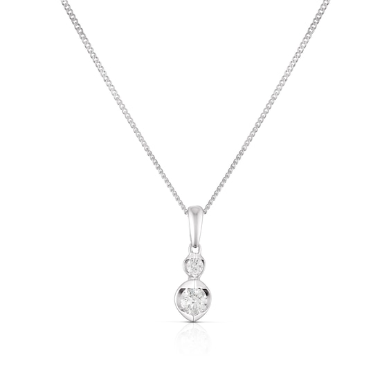 9ct White Gold 0.20ct Diamond Two Stone Pendant