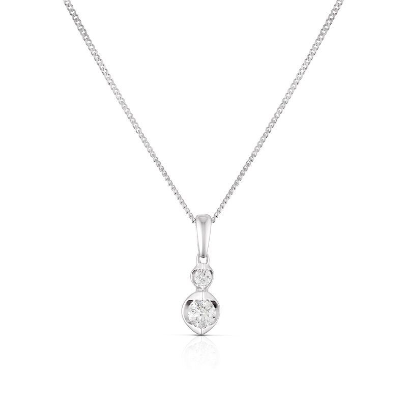 Main Image 1 of 9ct White Gold 0.20ct Diamond Two Stone Pendant