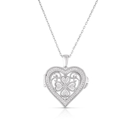 Sterling Silver 0.10ct Diamond Heart Locket Pendant