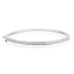 Sterling Silver 0.25ct Diamond Hexagon Bangle