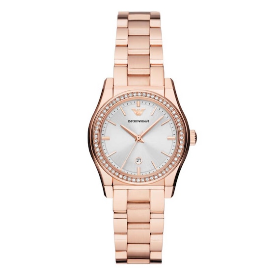 Emporio Armani Ladies’ Silver Dial & Rose-Tone Bracelet Watch