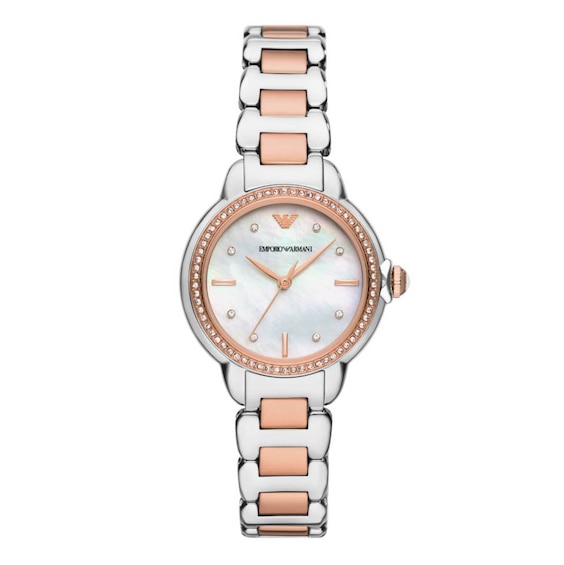 Emporio Armani Ladies’ MOP Dial & Two-Tone Stainless Steel Bracelet Watch