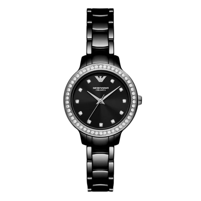 Emporio Armani Ladies' Black Dial & Black Ceramic Bracelet Watch