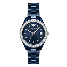 Emporio Armani Ladies' Blue Dial & Blue Ceramic Bracelet Watch