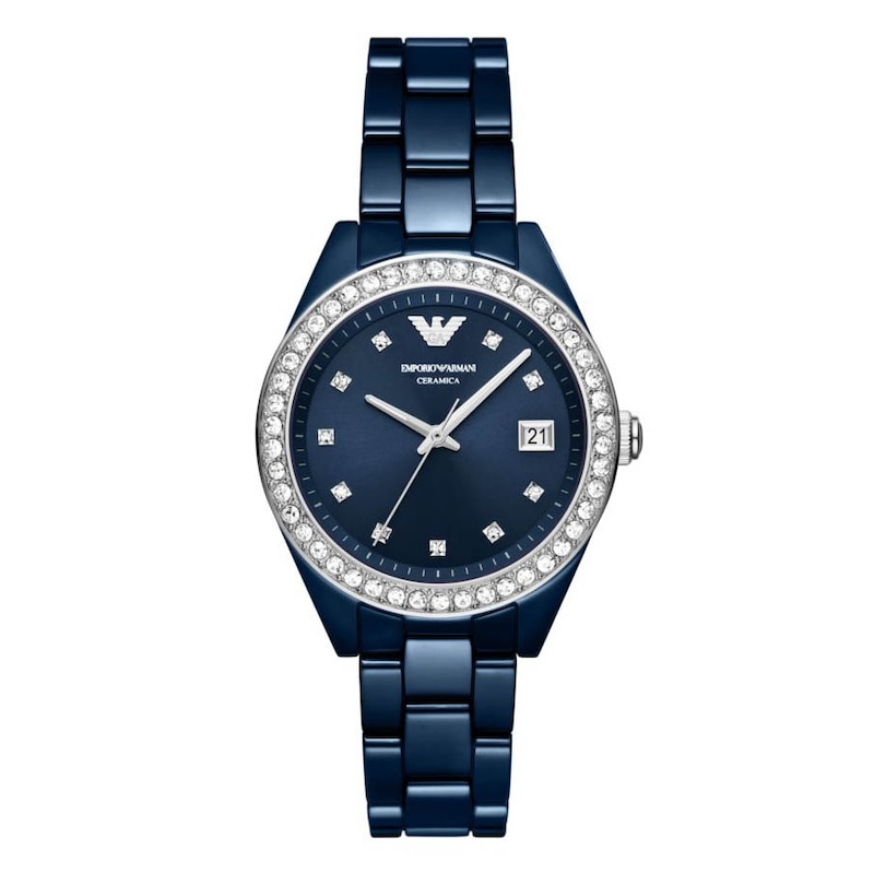 Emporio Armani Ladies' Blue Dial & Blue Ceramic Bracelet Watch | Ernest ...