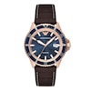 Thumbnail Image 0 of Emporio Armani Men's Rose Gold-Tone & Blue Dial Leather Strap Watch