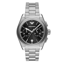 Emporio Armani Men's Black Dial & Stainless Steel Bracelet Watch