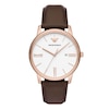 Thumbnail Image 0 of Emporio Armani Men's Rose Gold-Tone Case & White Dial Leather Strap Watch