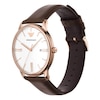 Thumbnail Image 3 of Emporio Armani Men's Rose Gold-Tone Case & White Dial Leather Strap Watch