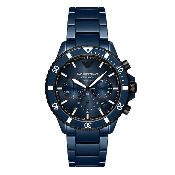 Emporio Armani Men’s Chronograph Blue Dial & Blue Ceramic Bracelet Watch