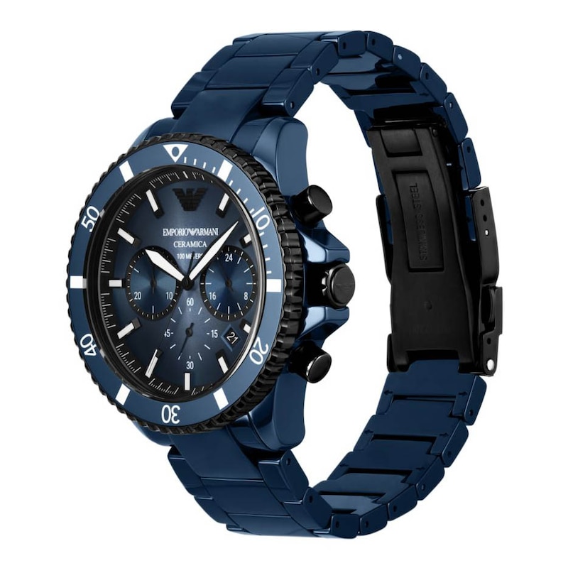 Main Image 4 of Emporio Armani Men's Chronograph Blue Dial & Blue Ceramic Bracelet Watch