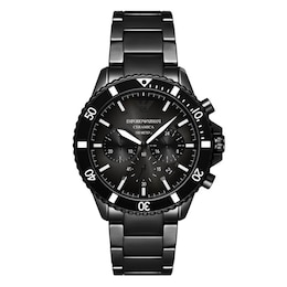 Emporio Armani Men's Chronograph Black Dial & Black Ceramic Bracelet Watch
