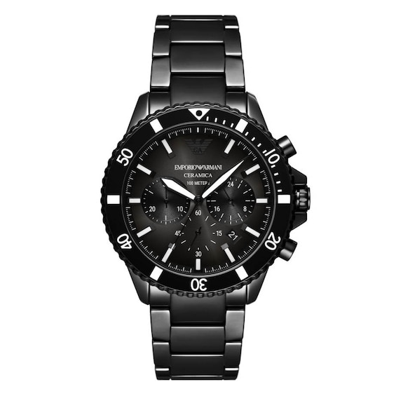 Emporio Armani Men’s Chronograph Black Dial & Black Ceramic Bracelet Watch