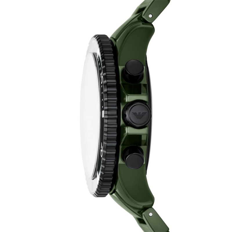 Emporio Armani Men's Chronograph Green Dial & Green Ceramic Bracelet Watch