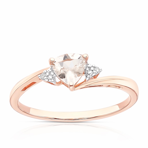 9ct Rose Gold Morganite 0.008ct Diamond Pear Cut Ring