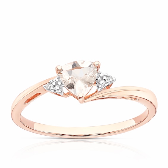 9ct Rose Gold Morganite and Diamond Pear Cut Ring
