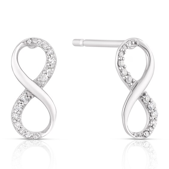 9ct White Gold 0.06ct Diamond Infinity Stud Earrings