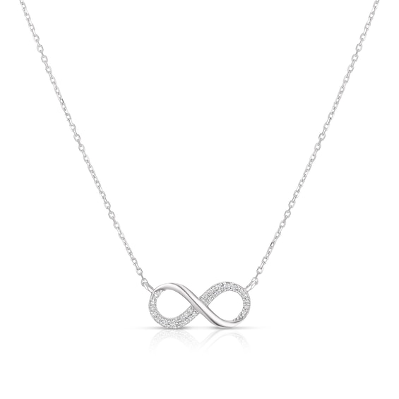 9ct White Gold 0.06ct Diamond Infinity Pendant